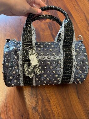 Y2K Mini Bag Studded Rhinestone Croc Trim